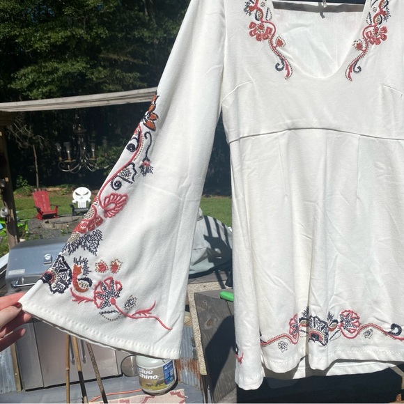 Free People peasant floral embroidered flare dress - Picture 3 of 6